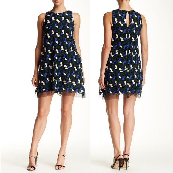 embroidered lace shift dress